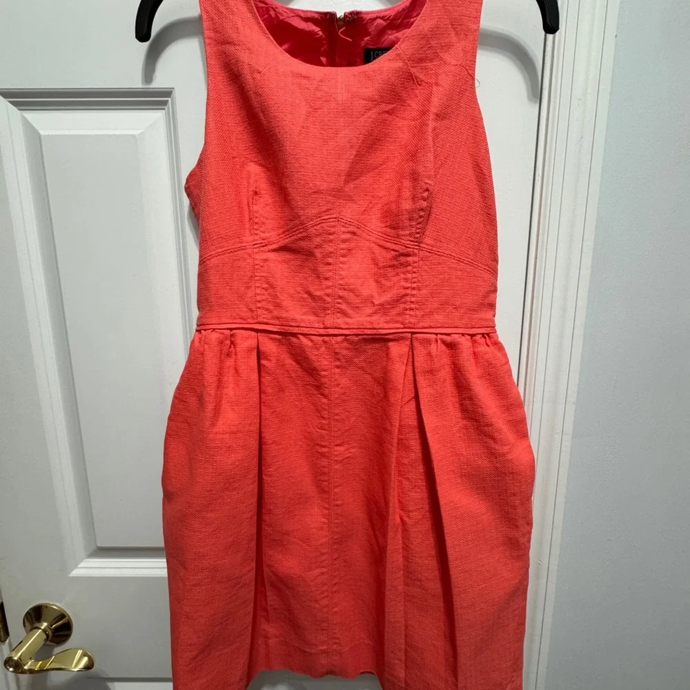 J.crew size 4 100% cotton sleeveless coral pleat tunic  dress